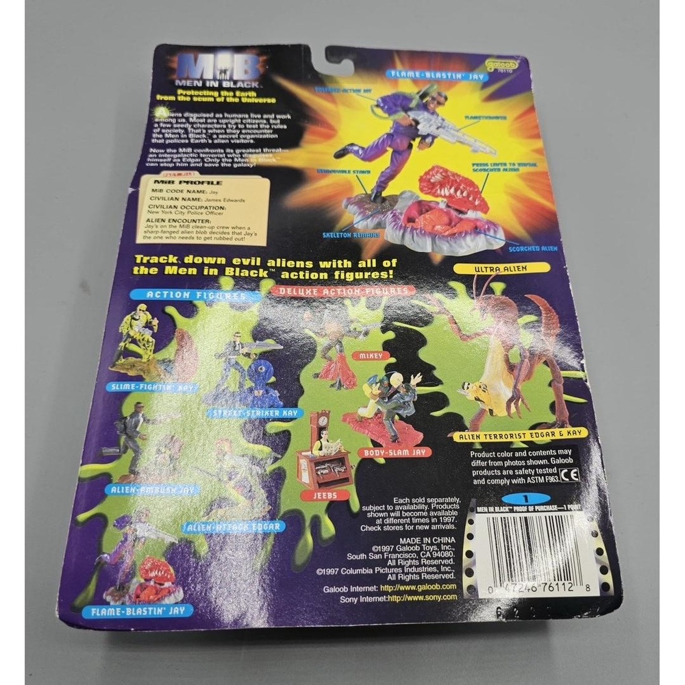 Galoob Men In Black MIB 1997 Vintage Flame-Blastin' Jay Action Figure Sci-Fi - Picture 3 of 3